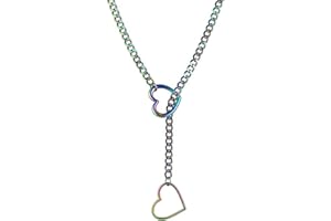 Dtexhif Heart O Ring Slip Chain Choker Necklace for Women Men Stainless Steel Cuban Chain Y-shape Necklace Punk Rock Collar Necklace Adjustable Lariat Y Necklace Prom Necklace Jewelry