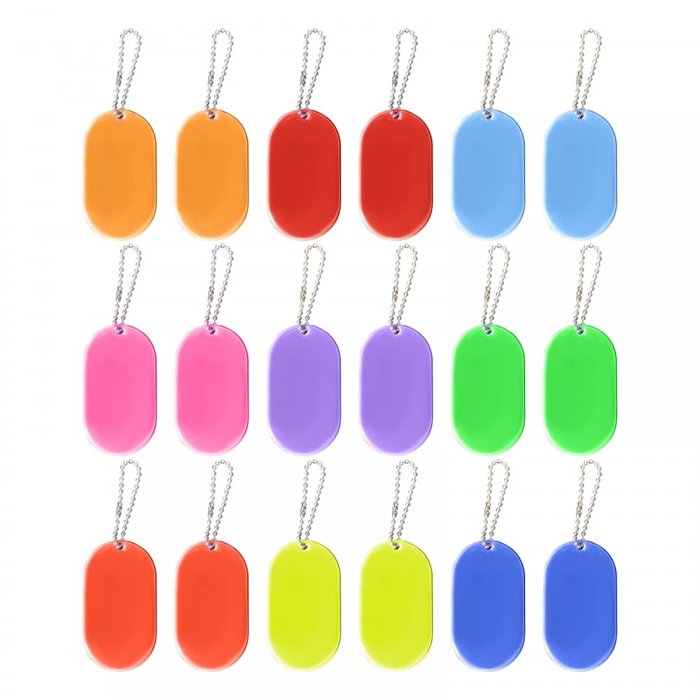 MiOYOOW 18PCS Reflective Pendant, Safety Reflector Tags, Highly Visible PVC Zipper Pulls for Kids Adults School Bag Backpack