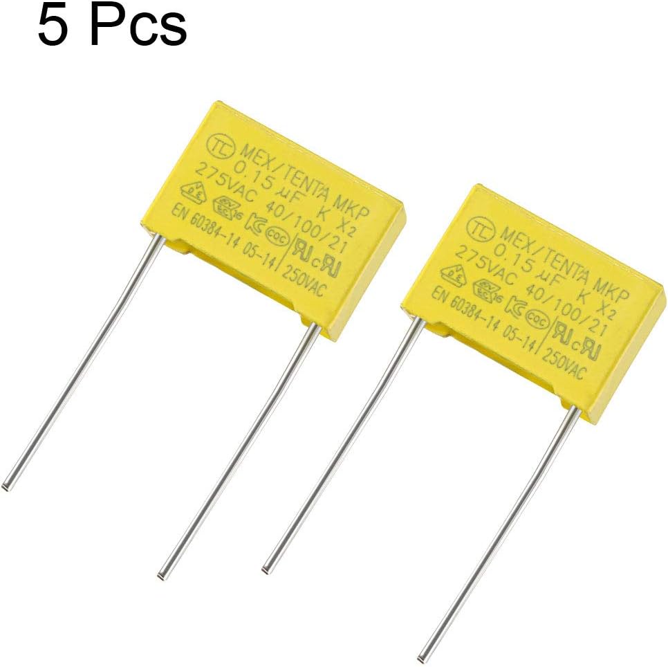 sourcing map Safety Capacitors Polypropylene Film 0.15uF 275VAC X2 MKP 5 Pcs, 0.15uF, 5pcs - Image 3
