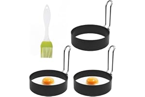 Stainless Steel Egg Rings Non-Stick Round Egg Cooker Cooking Rings for Frying Pancake Sandwiches with Metal Handle Home Kitch