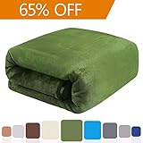 Balichun 330GSM Fleece Queen (90-Inch-by-90-Inch) Bed Blanket, Green
