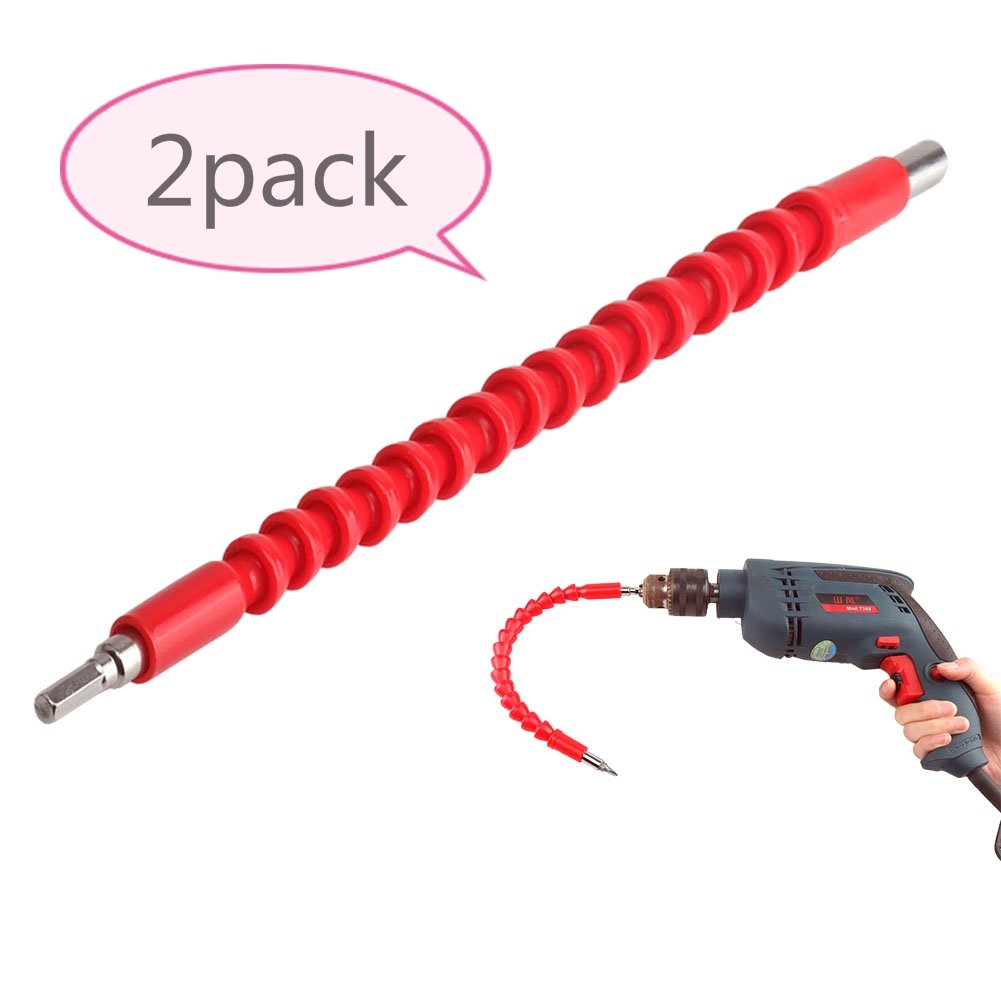 DR. Machinist 2Pcs 11.8 Inch Flexible Extension Screw Drill Bit Holder with Magnetic Quick Connect Shaft Tip, Hexagon Drill Connection Size of 1/4 Inch