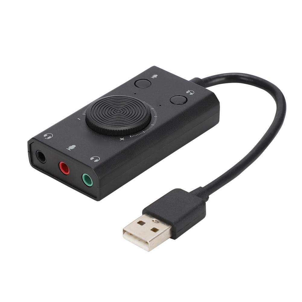 Wendry External Sound Card, USB Audio Adapter External Stereo Sound Card with 3.5mm Headphone Jack and Headphone Jack, Multifunction USB Sound Card with Indicator