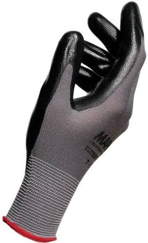MAPA Ultrane 553 Nitrile Palm Coated Glove, Work, 9-1/4" Length, Size 7, Black (Bag of 10 Pairs)