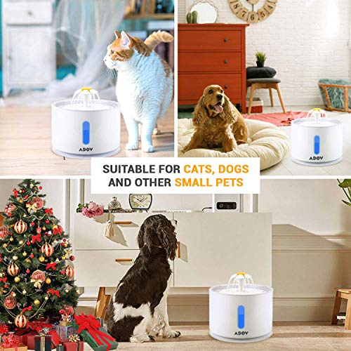 ADOV Kattendrinkfontein, 2.4L Automatische Waterdrinkfontein voor Katten met Ledlicht Waterniveauvenster, Hygiënische… - Afbeelding 8