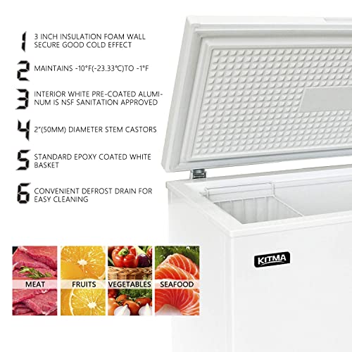KITMA Chest Freezer 7 Cu.Ft ReachIn Freezer Chest Solid Door Deep