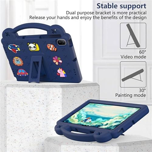 Vurtboly Kids Case Compatible with Huawei MatePad SE 11" 2024, Cute Full-Body Protective Cover with Handle Stand, Lightweight Shockproof with Shoulder Strap Kickstand for Huawei MatePad SE 11" (Blue)