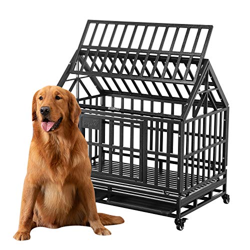 Dog Cage Crate Kennel Heavy Duty Tear Resistant Square Tube with Four