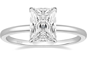 EAMTI 1/2/3/4CT 925 Sterling Silver Engagement Rings Radiant Cut Solitaire Cubic Zirconia CZ Wedding Promise Rings for Her Wedding Bands for Women Size 3-11