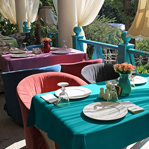 VEEYOO Rectangle Tablecloth - 90 x 156 Inch Polyester Table Cloth for 8 Foot Table - Soft Washable Oblong Caribbean Table Cloths for Wedding, Parties, Restaurant, Dinner, Buffet Table and More