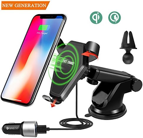 Fast Wireless Car Charger ,Qi car Wireless Charging Mount, for iPhone X,8 plus, samsung galaxy S8 plus,S7 edge