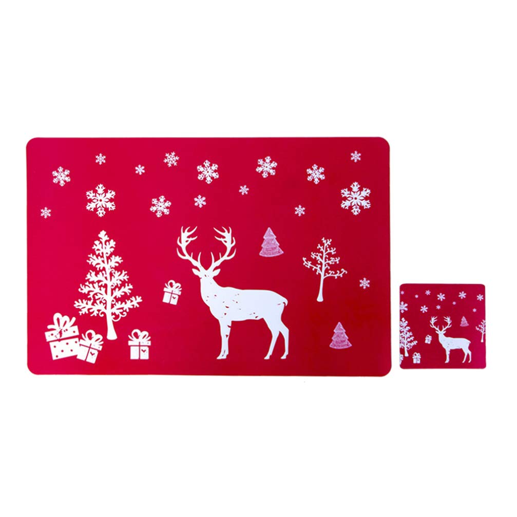 Amosfun 12pcs Christmas Placemats Winter Holiday Placemat Table Mats Heat-resistant Coasters Placemats Set Christmas Table Decoration