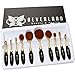 Neverland Beauty 10pcs Beauty Rose Gold & Black Toothbrush Elite Oval Make-up Brushes Set Powder Foundation Contour with Case Box