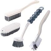 Dish Brush Set, Kitchen Scrub Brush with Handle, 4-Pack | Cleaning Brush Set with Stiff-Bristle Scrub Brushes for Dishes, Pots, Kitchen Sinks, Bottles &amp; Tile Grout