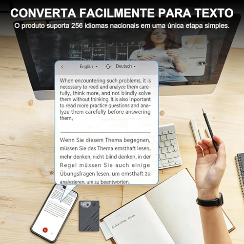 64 GB Gravador de Voz Digital Pequeno com Transcrição de Voz em Texto Ia, Gravador de Áudio com AI, Transcrição e Resumo com Tecnologia de AI, Pode Ser Traduzido em 256 Idiomas, com Bluetooth