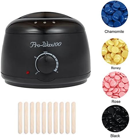 Wax Warmer Painless Hair Removal Waxing Kit for Women Electric Hot Wax Melt Warmer Depilatory Wax Heater Kit with 4 Hard Wax Beans and 10 Wax Applicator Sticks