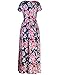 OUGES Women's V-Neck Pattern Pocket Maxi Long Dress(Floral-04,L)