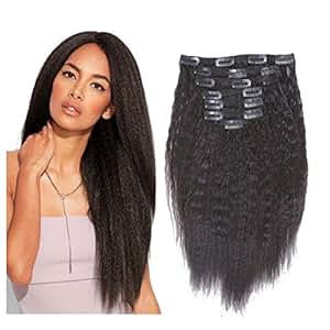 Amazon.com : Kinky Straight Clip Ins Extension 8A Grade ...