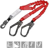 Dual Leg Stretch Lanyard w/Rebar, Fall Arrest Safety Harness Shock Resistant lanyard with energy absorption