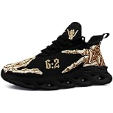 coolcustomize Men's Skull Running Shoes Lightweight Cushion Sports Walking Shoes Cool Non Slip Gym Training Breathable Tennis Shoes