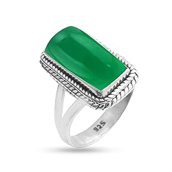 Fine Sterling Silver Ring For Womens Natural Green