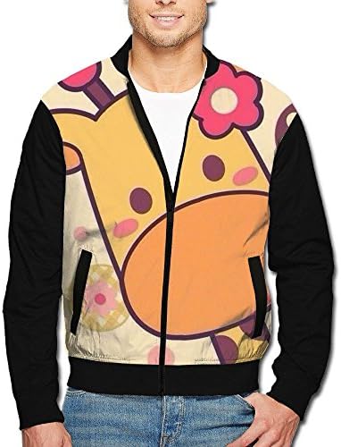 LOWELO Mens Unique Cartoon Giraffe 3d Printed Raglan Jacket Fancy Color Block Hooded Jackets Varsity Jacket Color-block Zipper Hoodie Sweatshirt Jackets Gifts For Boys Christmas