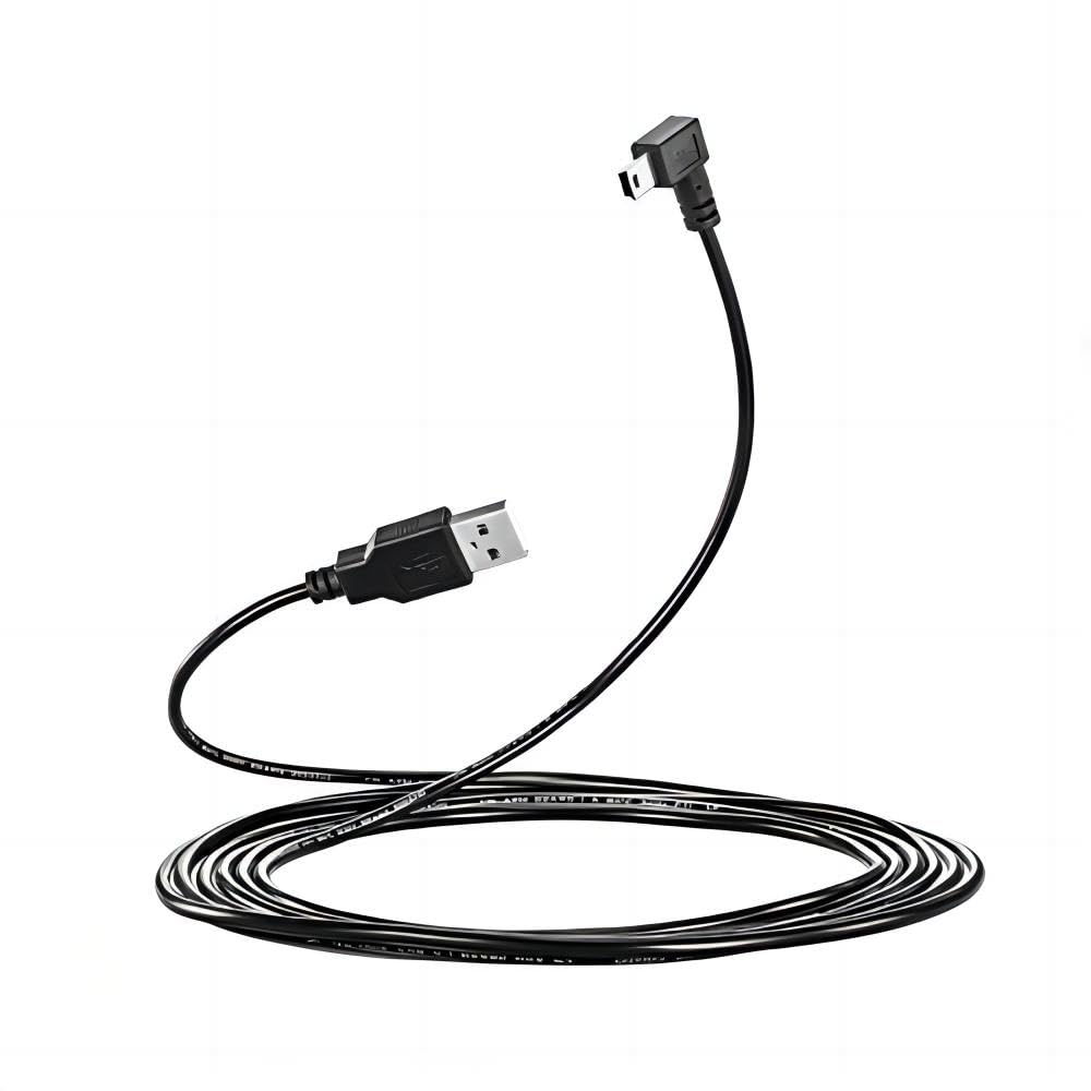 LARRITS 10FT USB A Male To Mini B USB Cable 90 Degree Right Angle Data Sync Charge Cord With 5 pcs Wiring Clips For Nextbase Dash Cam Car GPS Navigator DVR Digital Camera(3 Meters) — image 1
