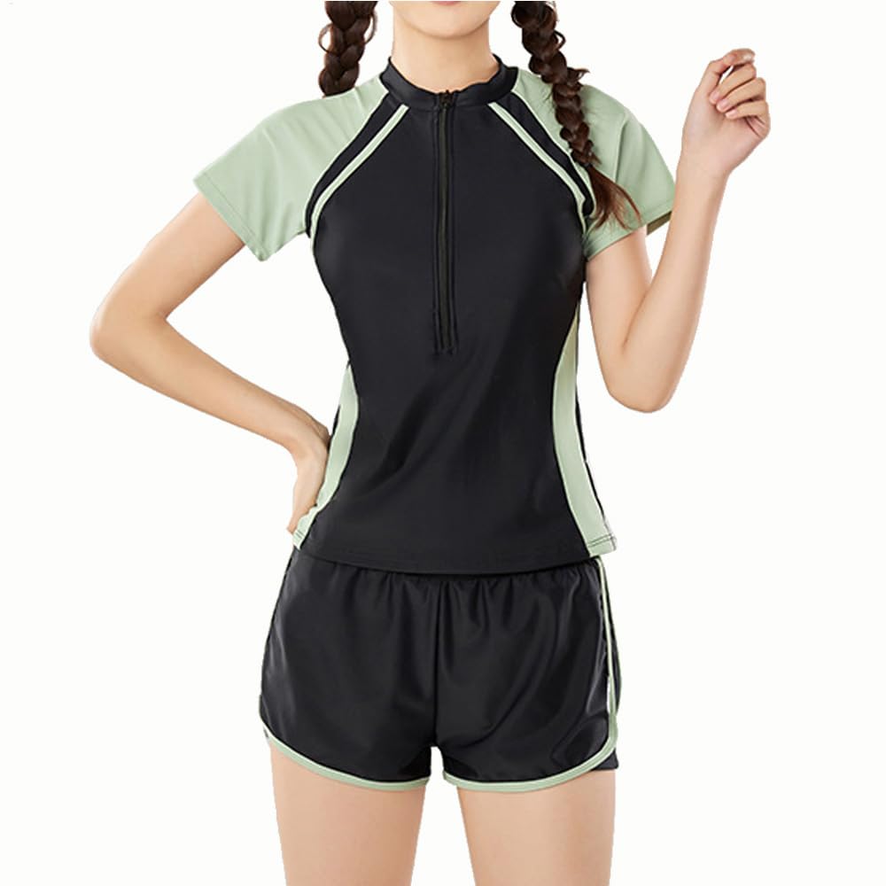 Photo 1 of Swim Suits for Teens Girls Two Piece Swimsuits Rash Guard Swim Set Bathing Suit Beach Shorts Swim Shirts Size 9-16T