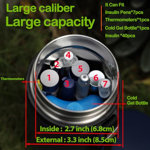 Prnaiev Hielera para Insulina - Estuche para Insulina de Viaje con Porta Insulina para Viaje, Mantiene Frío 60 Horas, Capacidad para 4-7 Plumas de Insulina,900ml, Azul