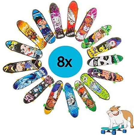 8x Fingerskateboard Set | Set aus gemischten Fingerskateboards in verschiedenen Designs | Spielspaß garantiert | auch ideal g