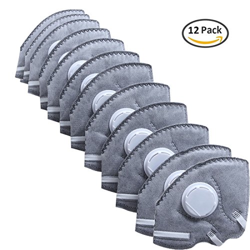 Dust Mask Speder Particulate Respirator Mask with Valve N95 5 Layer Filter Adjustable length disposable Mouth Mask in Pack(12)
