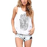 EFINNY Women Casual Boho Sleeveless Vest Shirt Back Cut Blouse Crop Top Tank