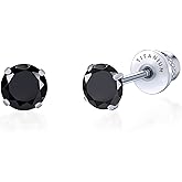 Limerencia Hypoallergenic G23 Implant Grade Titanium Screw Back Earrings Tragus 20G Helix F136 Piercing Post for Sensitive Ears Simulated Diamond Cartilage