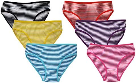 JAVEL Women's 6 Pack Candy Stripe Cotton Bikini Panties
