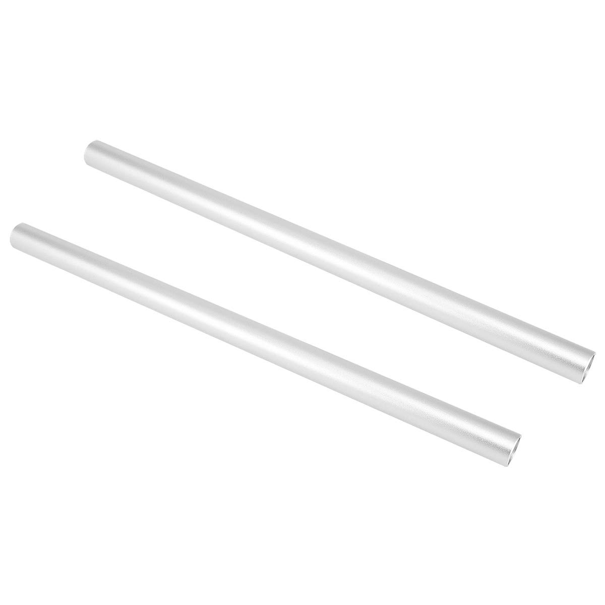 Haoge VA-PR28W 28cm / 11 Inch Long Aluminum Alloy Rod 15mm Rods with M12 Thread for Camera Rail Support System Rig Shoulder Pads Monitor Mount Rod Clamp Base Mattebox Follow Focus Silver (Pack of 2)