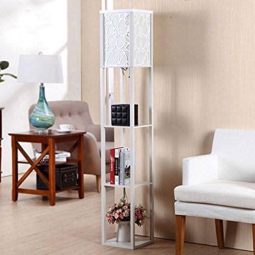 Modern Minimalist New Chinese Style Wooden Floor Lamp Living Room Bedroom Study Desk Lamp Creative Retro Floor Lamp (energy Efficiency Rating A +) (Color : White)
