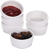 HAOTOP Mini Ramekins 1.5 oz Set of 6 (White) | 6-pack,1.5oz,ceramic,souffle,dips,salsa,jams,white,easy-clean,oven-safe