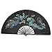 OPACC Martial Art Tai Chi Kung Fu Fighting Fan, Bamboo Frame, Black/Red, Chinese Phoenix and Dragon