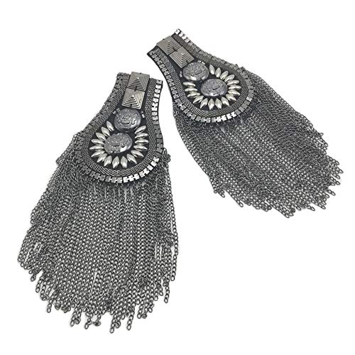 Photo 1 of 1 Pair Blazer Epaulet/Kpop Fringed/Tassel Metal Punk Shoulder Epaulette/Dpikes Brooch for Men Women 3 Color Options (Gun)