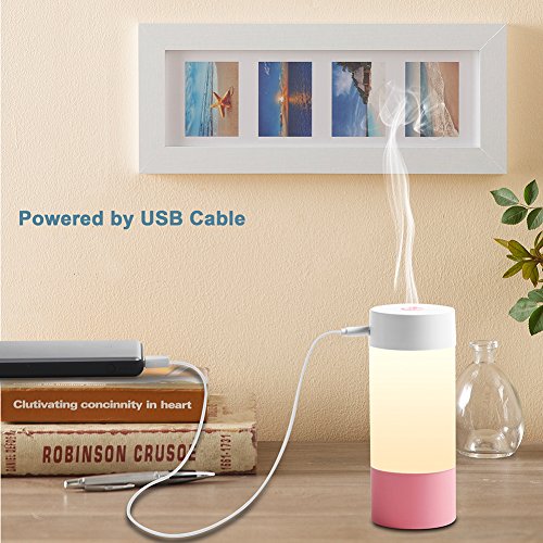 Sbode Cool Mist Humidifiers, 250mL Office Desk Whisper Quiet Humidifier USB Powered, Night Light Mode, for Baby Room, Travel, Car, Bedroom (Pink)
