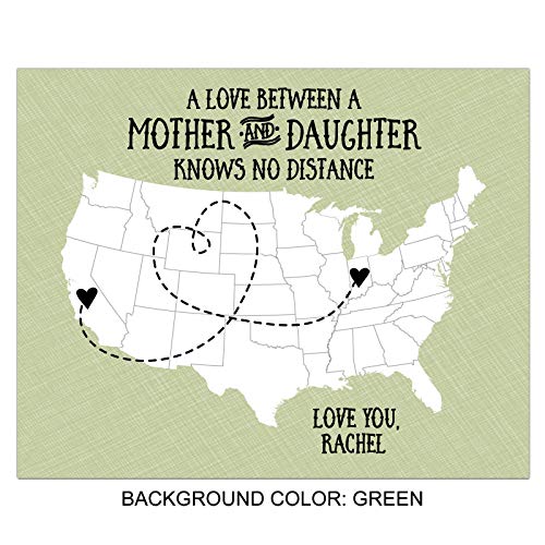 Long Distance Mother Map | Mother Present | Mothers Day Gift | Personalized Mothers Day Gift | Mothers Day Gift from Daughter | Personalized Mom Gift - Thumbnail 3