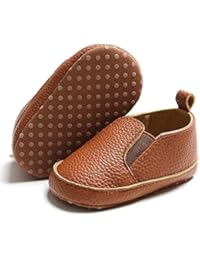 Infant Baby Boys Girls Loafers Shoes Slip On PU Leather Moccasin Sneaker Toddler First Walker Dress Oxfords Crib Shoes(0-18 Months) 6-12 Months Infant, 03 Brown Baby Loafers Boys Shoes