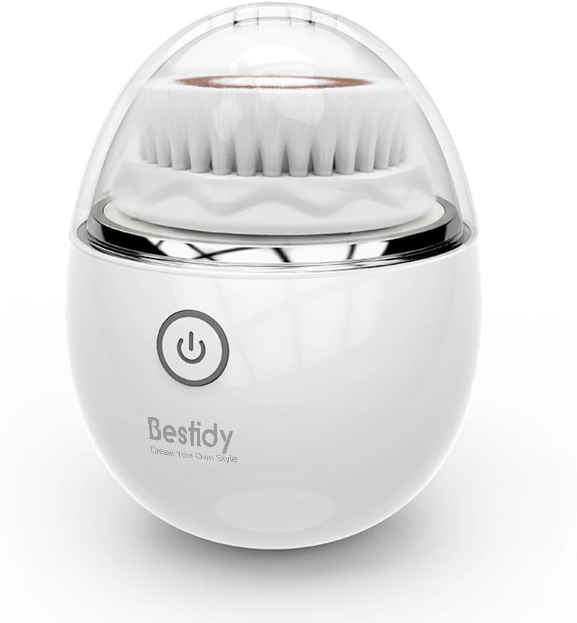 Bestidy Gift Electric Facial Cleansing Brush Set, Waterproof Exfoliating Facial Brush with Soft Bristles for Normal & Sensitive Skin, Compatible with 2-Pack Portable Facial Cleansing Brush Head