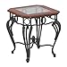 SEI Furniture Prentice Glass Top End Side Table, Dark Cherry/Black