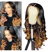 14 Inch Curly T Part Lace Front Wigs Highlight Body Wave T Part Lace Front Human Hair Wigs For Bl...