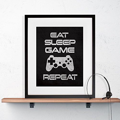 Gamer Wall Art "Eat Sleep Game Repeat" 8x10 or 11x14 Matted Options