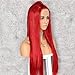 SAPPHIREWIGS Red Color Silky Soft Straight Type Heat Resistant Hair Hand Tied Cosplay Women Masquerade Makeup Party Synthetic Lace Front Daily Wigs