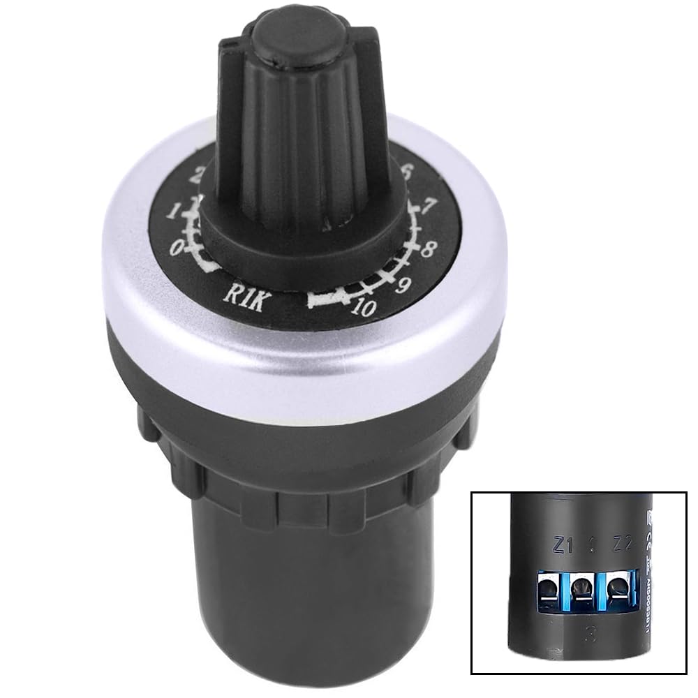 Litensh LA42DWQ 22mm 1K Governor Rotary Potentiometer Pot Inverter Converter Resistance Variable Speed Drive Potentiometer Switch, 1 K ohm)