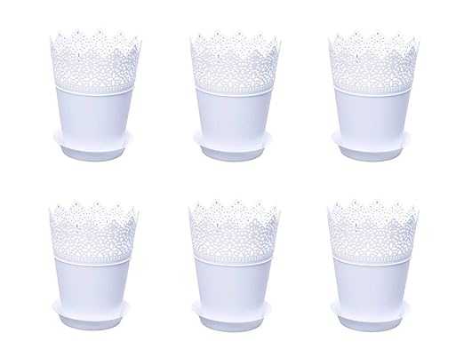 Futurekart Home Decorative Art Elegant Flower Pot Office Decorative Desktop Flowerpot Set of 6 (White)