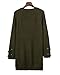 BOBIBI Women's Lace Up Front V Neck Long Sleeve Knit Pullover Sweater Mini Dress Top Army Green Large